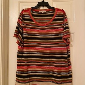 Loft short sleeve thin sweater type striped top
